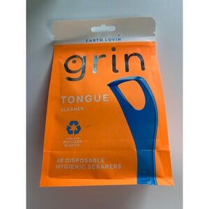 Grin Earth Lovin Tongue Cleaner 48 Count Disposable Hygienic Scrapers Blue